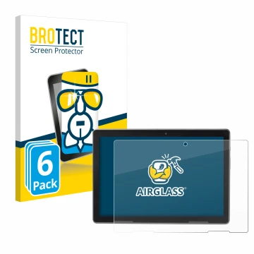 Parte frontal de un envase de producto con el logotipo de la marca BROTECT. Al lado se muestra el dispositivo MEDION Lifetab P