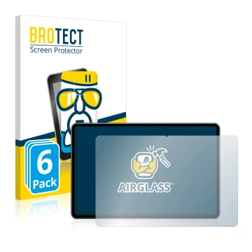 Parte frontal de un envase de producto con el logotipo de la marca BROTECT. Al lado se muestra el dispositivo Huawei MatePad P