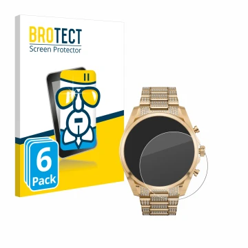 Parte frontal de un envase de producto con el logotipo de la marca BROTECT. Al lado se muestra el dispositivo Michael Kors Acc