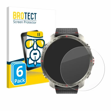 Parte frontal de un envase de producto con el logotipo de la marca BROTECT. Al lado se muestra el dispositivo Polar Grit X Pro