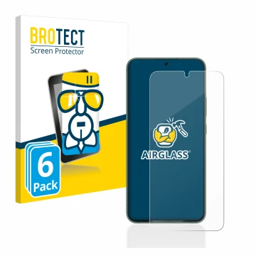 Parte frontal de un envase de producto con el logotipo de la marca BROTECT. Al lado se muestra el dispositivo Samsung Galaxy S