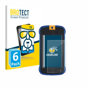 Parte frontal de un envase de producto con el logotipo de la marca BROTECT. Al lado se muestra el dispositivo Vtech Kidicom Ma