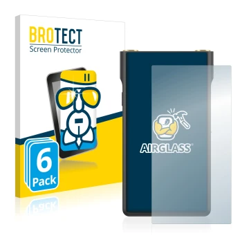 Parte frontal de un envase de producto con el logotipo de la marca BROTECT. Al lado se muestra el dispositivo Sony Walkman NW-