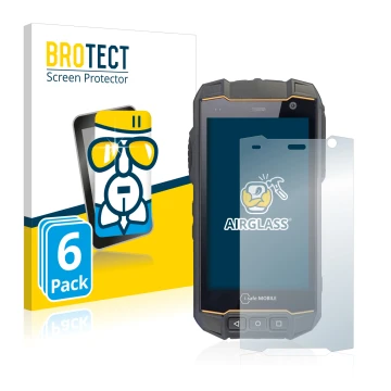 Parte frontal de un envase de producto con el logotipo de la marca BROTECT. Al lado se muestra el dispositivo i.safe MOBILE IS