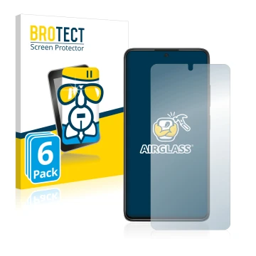 Parte frontal de un envase de producto con el logotipo de la marca BROTECT. Al lado se muestra el dispositivo Xiaomi Poco X4 P