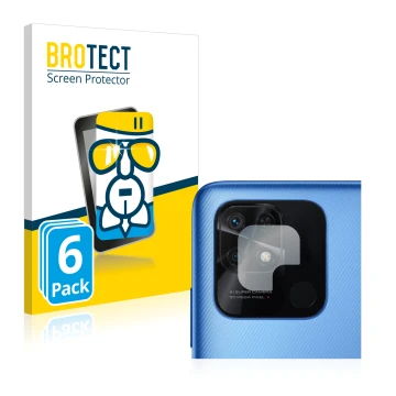 Parte frontal de un envase de producto con el logotipo de la marca BROTECT. Al lado se muestra el dispositivo Xiaomi Redmi 10C