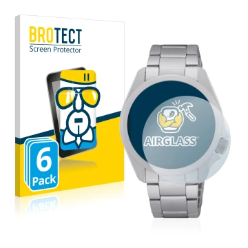 Parte frontal de un envase de producto con el logotipo de la marca BROTECT. Al lado se muestra el dispositivo Seiko 5 Sports S