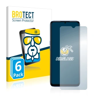 Parte frontal de un envase de producto con el logotipo de la marca BROTECT. Al lado se muestra el dispositivo realme Narzo 50 