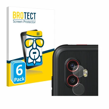 Parte frontal de un envase de producto con el logotipo de la marca BROTECT. Al lado se muestra el dispositivo Samsung Galaxy X