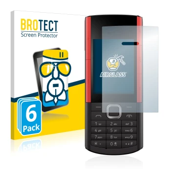 Parte frontal de un envase de producto con el logotipo de la marca BROTECT. Al lado se muestra el dispositivo Nokia 5710 XA co