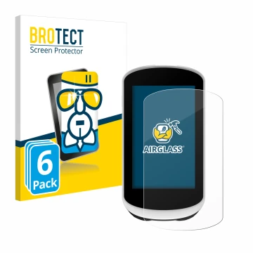 Parte frontal de un envase de producto con el logotipo de la marca BROTECT. Al lado se muestra el dispositivo Garmin Edge Expl