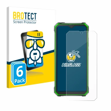 Parte frontal de un envase de producto con el logotipo de la marca BROTECT. Al lado se muestra el dispositivo Blackview BV7100