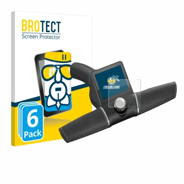 Parte frontal de un envase de producto con el logotipo de la marca BROTECT. Al lado se muestra el dispositivo Motocaddy M3 GPS