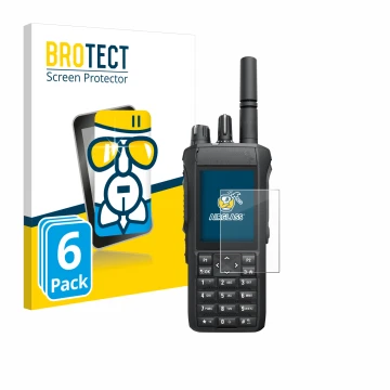 Parte frontal de un envase de producto con el logotipo de la marca BROTECT. Al lado se muestra el dispositivo Motorola R7 con 