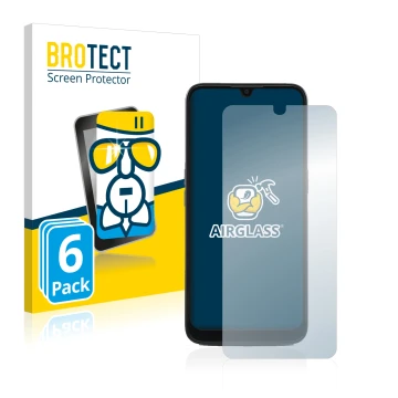 Parte frontal de un envase de producto con el logotipo de la marca BROTECT. Al lado se muestra el dispositivo Doro 8100 PLUS c