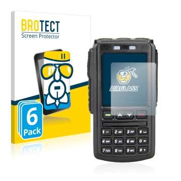 Parte frontal de un envase de producto con el logotipo de la marca BROTECT. Al lado se muestra el dispositivo AnyTone BT-01 co