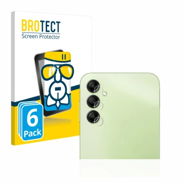 Parte frontal de un envase de producto con el logotipo de la marca BROTECT. Al lado se muestra el dispositivo Samsung Galaxy A