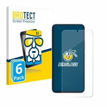 Parte frontal de un envase de producto con el logotipo de la marca BROTECT. Al lado se muestra el dispositivo Samsung Galaxy S