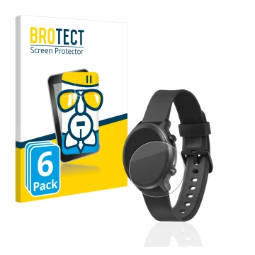 Parte frontal de un envase de producto con el logotipo de la marca BROTECT. Al lado se muestra el dispositivo Doro Watch con s