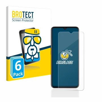 Parte frontal de un envase de producto con el logotipo de la marca BROTECT. Al lado se muestra el dispositivo Oppo A77 5G con 