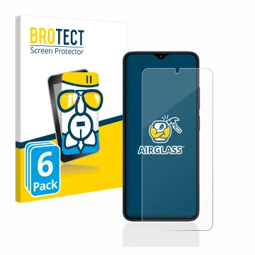 Parte frontal de un envase de producto con el logotipo de la marca BROTECT. Al lado se muestra el dispositivo Xiaomi Redmi 12C