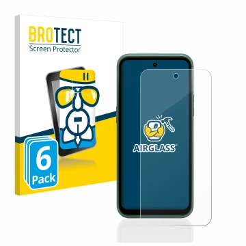 Parte frontal de un envase de producto con el logotipo de la marca BROTECT. Al lado se muestra el dispositivo Nokia XR21 con s