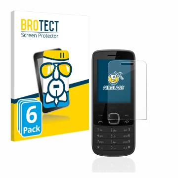 Parte frontal de un envase de producto con el logotipo de la marca BROTECT. Al lado se muestra el dispositivo Nokia 225 4G con