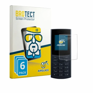 Parte frontal de un envase de producto con el logotipo de la marca BROTECT. Al lado se muestra el dispositivo Nokia 110 4G (20