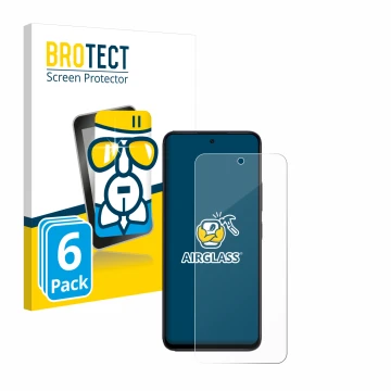 Parte frontal de un envase de producto con el logotipo de la marca BROTECT. Al lado se muestra el dispositivo Xiaomi Redmi 12 