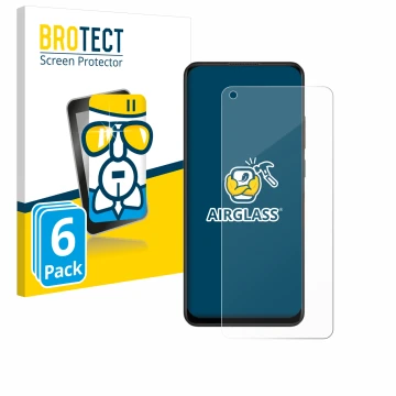 Parte frontal de un envase de producto con el logotipo de la marca BROTECT. Al lado se muestra el dispositivo Oppo A78 4G con 