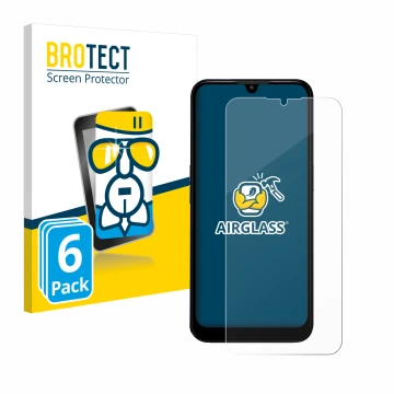 Parte frontal de un envase de producto con el logotipo de la marca BROTECT. Al lado se muestra el dispositivo Doro 8200 con su