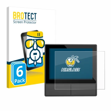 Parte frontal de un envase de producto con el logotipo de la marca BROTECT. Al lado se muestra el dispositivo SONOFF NSPanel S