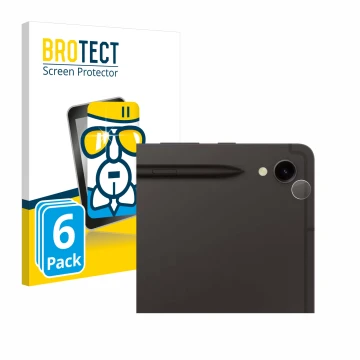 Parte frontal de un envase de producto con el logotipo de la marca BROTECT. Al lado se muestra el dispositivo Samsung Galaxy T