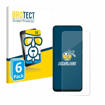 Parte frontal de un envase de producto con el logotipo de la marca BROTECT. Al lado se muestra el dispositivo Xiaomi Poco M6 P