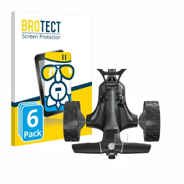 Parte frontal de un envase de producto con el logotipo de la marca BROTECT. Al lado se muestra el dispositivo Motocaddy M7 GPS