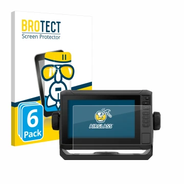 Parte frontal de un envase de producto con el logotipo de la marca BROTECT. Al lado se muestra el dispositivo Garmin ECHOMAP U