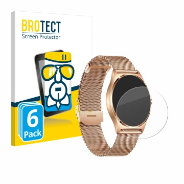 Parte frontal de un envase de producto con el logotipo de la marca BROTECT. Al lado se muestra el dispositivo Xcoast X-Watch J