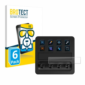 Parte frontal de un envase de producto con el logotipo de la marca BROTECT. Al lado se muestra el dispositivo Elgato Stream De
