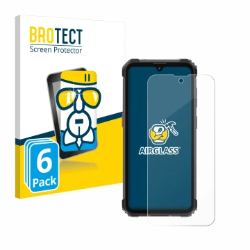 Parte frontal de un envase de producto con el logotipo de la marca BROTECT. Al lado se muestra el dispositivo Blackview BV5300
