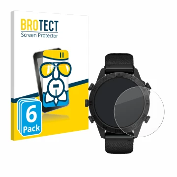 Parte frontal de un envase de producto con el logotipo de la marca BROTECT. Al lado se muestra el dispositivo Garmin Marq Comm