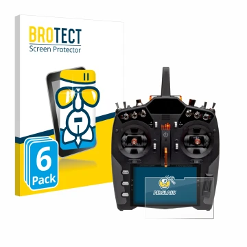 Parte frontal de un envase de producto con el logotipo de la marca BROTECT. Al lado se muestra el dispositivo Spektrum NX20 co