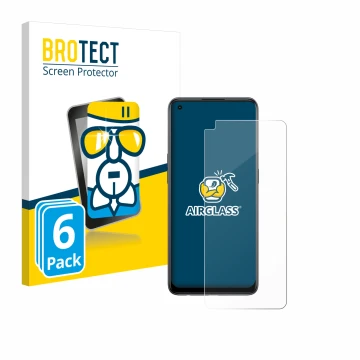 Parte frontal de un envase de producto con el logotipo de la marca BROTECT. Al lado se muestra el dispositivo Oppo Reno 8T con