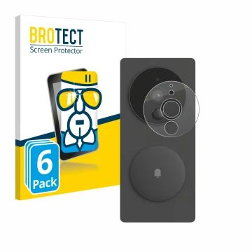 Parte frontal de un envase de producto con el logotipo de la marca BROTECT. Al lado se muestra el dispositivo Aqara SVD-KIT1 (