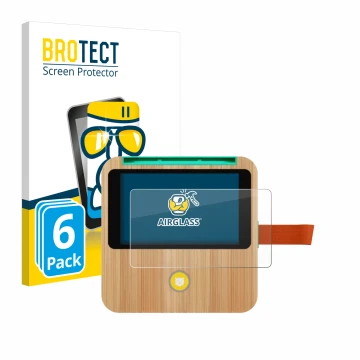 Parte frontal de un envase de producto con el logotipo de la marca BROTECT. Al lado se muestra el dispositivo tigerbox Touch P