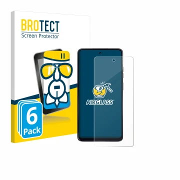 Parte frontal de un envase de producto con el logotipo de la marca BROTECT. Al lado se muestra el dispositivo Motorola Moto G2