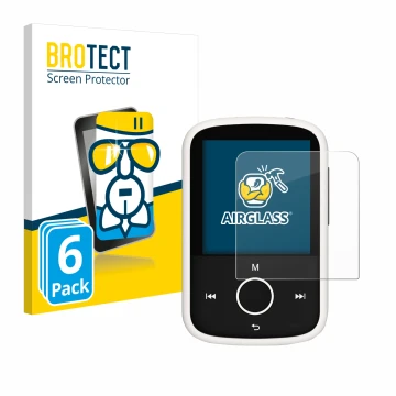 Parte frontal de un envase de producto con el logotipo de la marca BROTECT. Al lado se muestra el dispositivo Majority MP3 16G