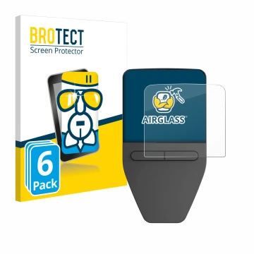Parte frontal de un envase de producto con el logotipo de la marca BROTECT. Al lado se muestra el dispositivo Trezor Safe 3 co