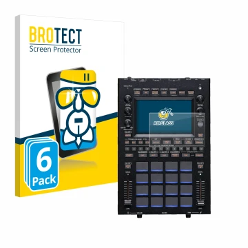 Parte frontal de un envase de producto con el logotipo de la marca BROTECT. Al lado se muestra el dispositivo KORG KAOSS Repla