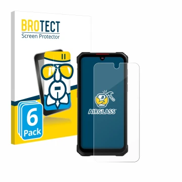 Parte frontal de un envase de producto con el logotipo de la marca BROTECT. Al lado se muestra el dispositivo Hotwav Cyber 9 P