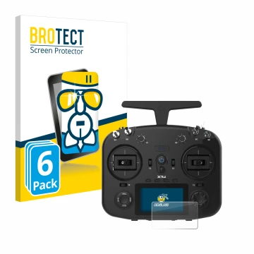 Parte frontal de un envase de producto con el logotipo de la marca BROTECT. Al lado se muestra el dispositivo FrSky TWIN X14 c